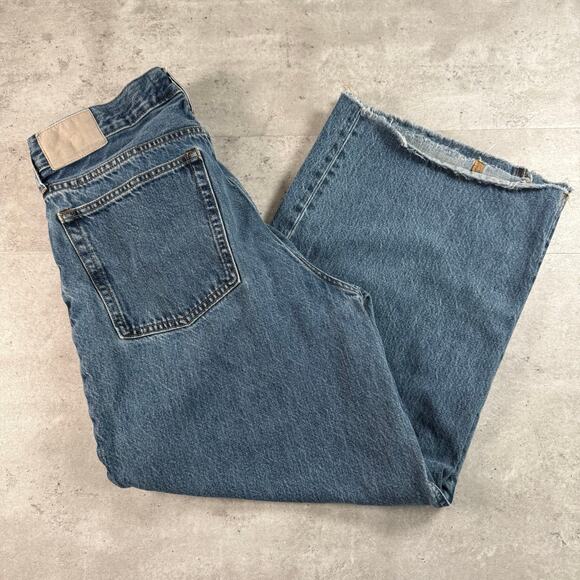 Everlane The Way Wide Crop Jeans Womens Size 30 Medium Wash Button Fly - Picture 1 of 11